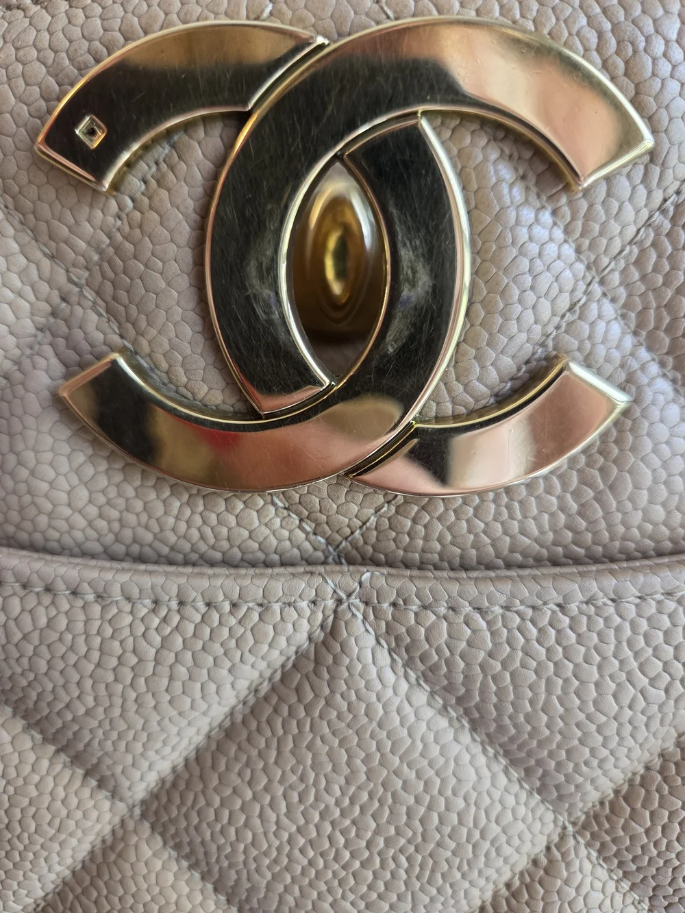 Chanel CAVIAR JUMBO CC TURNLOCK SHOPPER *MINT*